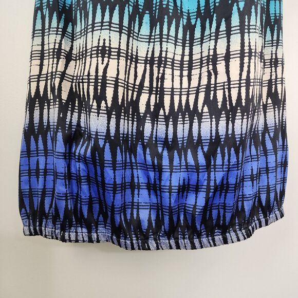 The Limited Top Large Multicolor Printed Cap Flutter Sleeves Blouse Elastic Hem - Picture 7 of 12